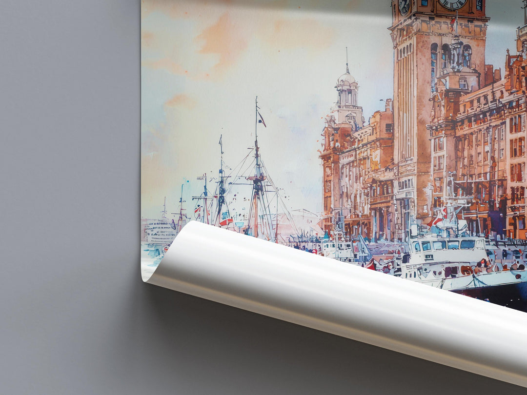 Liverpool Watercolor Poster Wall Art Liverpool Wall Hanging Home Décor Liverpool Gift Art Lovers United Kingdom Wall Art
