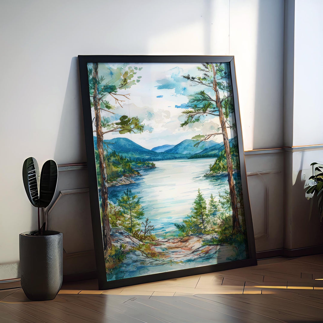 Lake George Watercolor Poster Wall Art Lake George Wall Hanging Home Décor Lake George Gift Art Lovers United States Wall Art