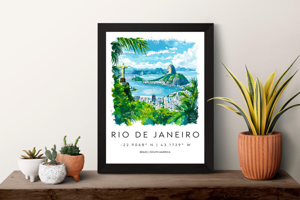 Rio de Janeiro Watercolor Poster Wall Art Rio de Janeiro Wall Hanging Home Décor Rio de Janeiro Gift Art Lovers Brazil Wall Art