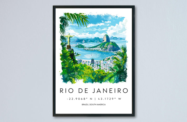 Rio de Janeiro Watercolor Poster Wall Art Rio de Janeiro Wall Hanging Home Décor Rio de Janeiro Gift Art Lovers Brazil Wall Art