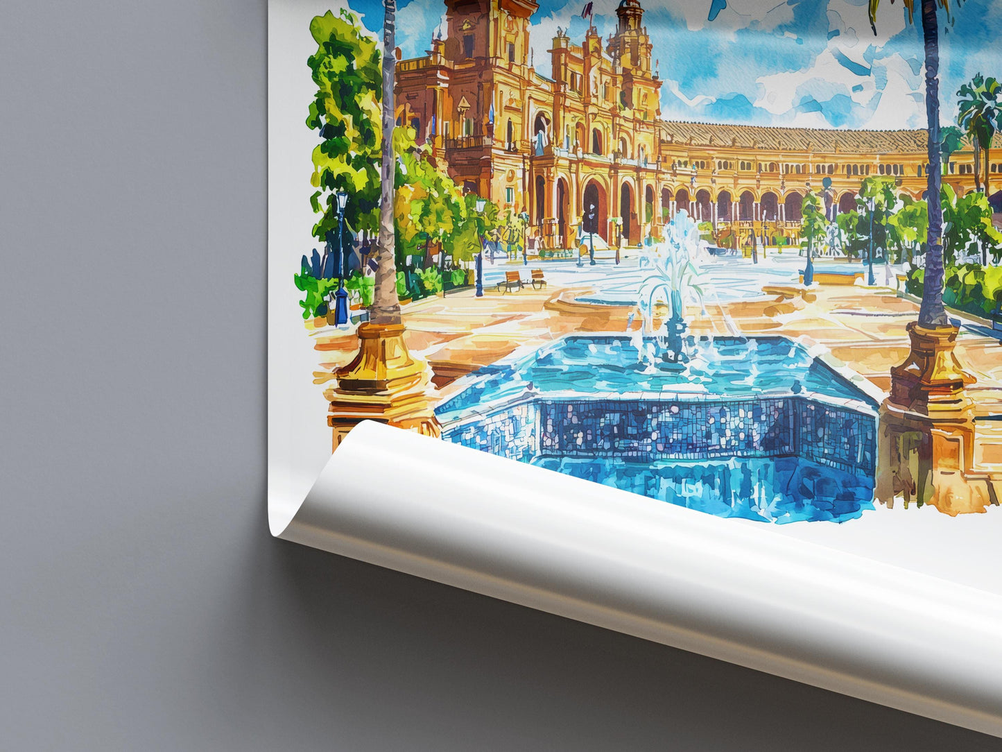 Seville Watercolor Poster Wall Art Seville Wall Hanging Home Décor Seville Gift Art Lovers Spain Wall Art