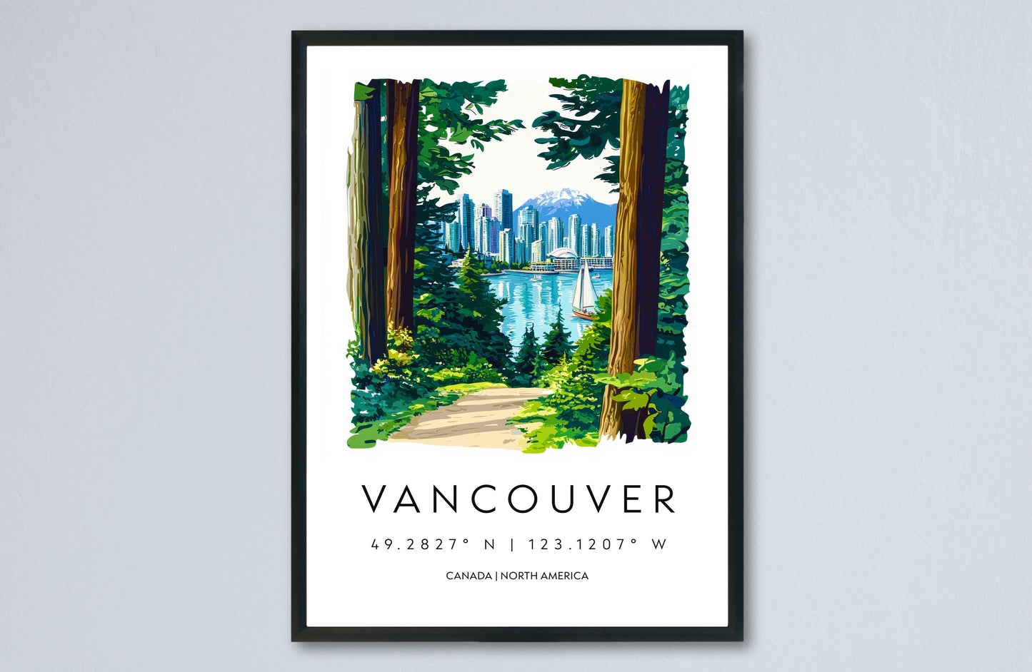 Vancouver Watercolor Poster Wall Art Vancouver Wall Hanging Home Décor Vancouver Gift Art Lovers Canada Wall Art