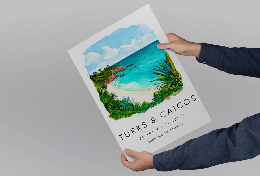 Turks and Caicos Watercolor Poster Wall Art Turks and Caicos Wall Hanging Home Décor Turks and Caicos Gift Art Lovers United Kingdom Art