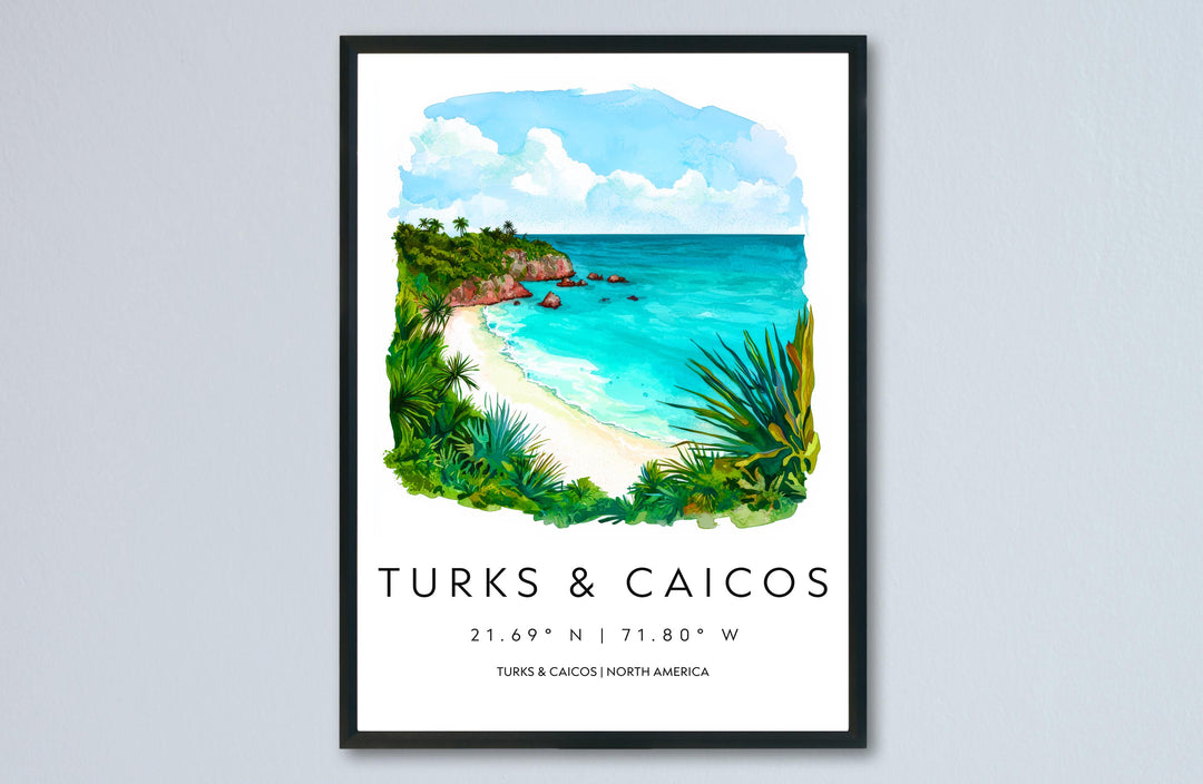 Turks and Caicos Watercolor Poster Wall Art Turks and Caicos Wall Hanging Home Décor Turks and Caicos Gift Art Lovers United Kingdom Art