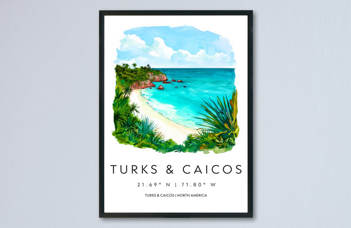 Turks and Caicos Watercolor Poster Wall Art Turks and Caicos Wall Hanging Home Décor Turks and Caicos Gift Art Lovers United Kingdom Art