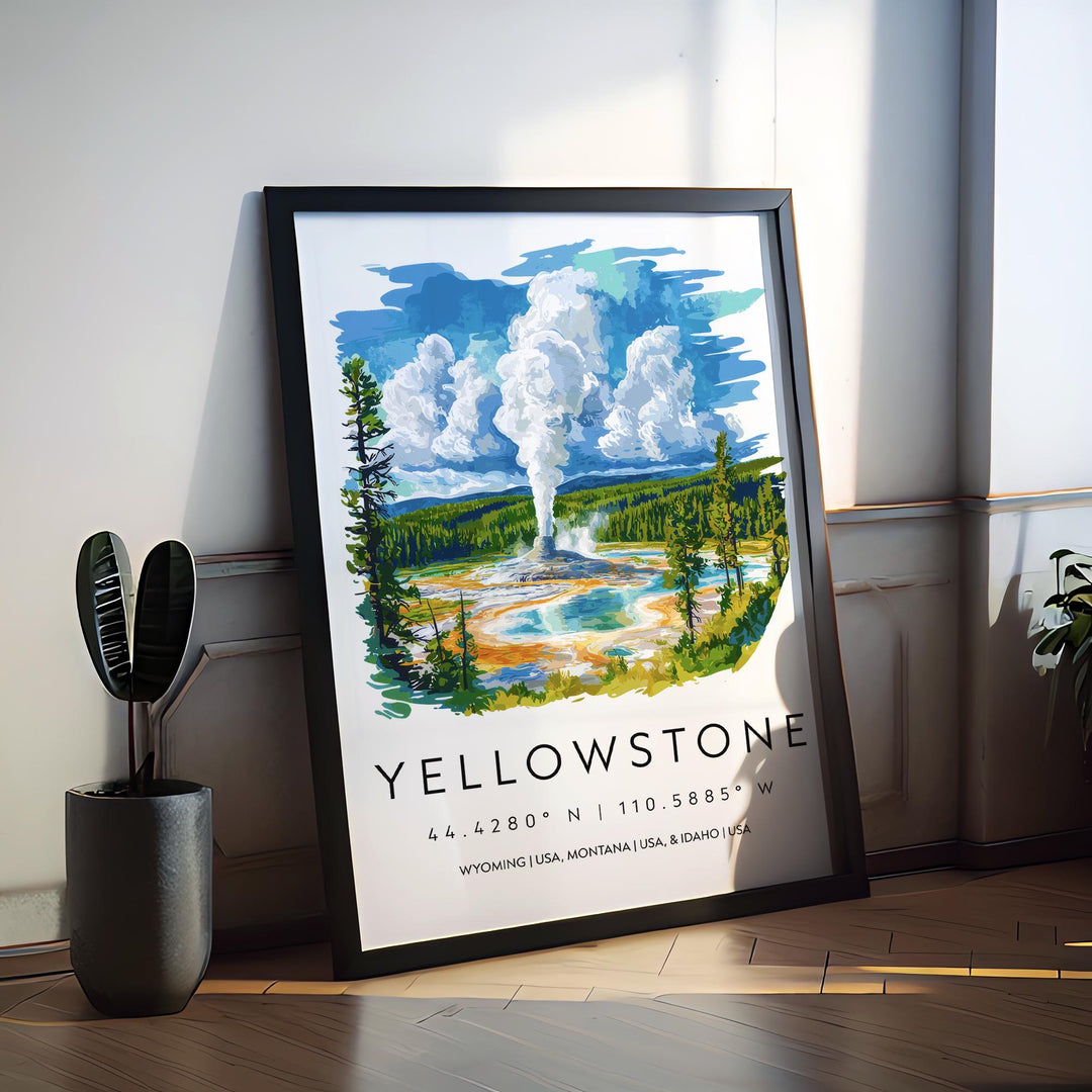 Yellowstone Watercolor Poster Wall Art Yellowstone Wall Hanging Home Décor Yellowstone Gift Art Lovers United States Wall Art
