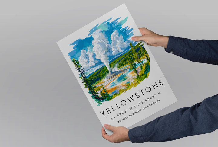 Yellowstone Watercolor Poster Wall Art Yellowstone Wall Hanging Home Décor Yellowstone Gift Art Lovers United States Wall Art