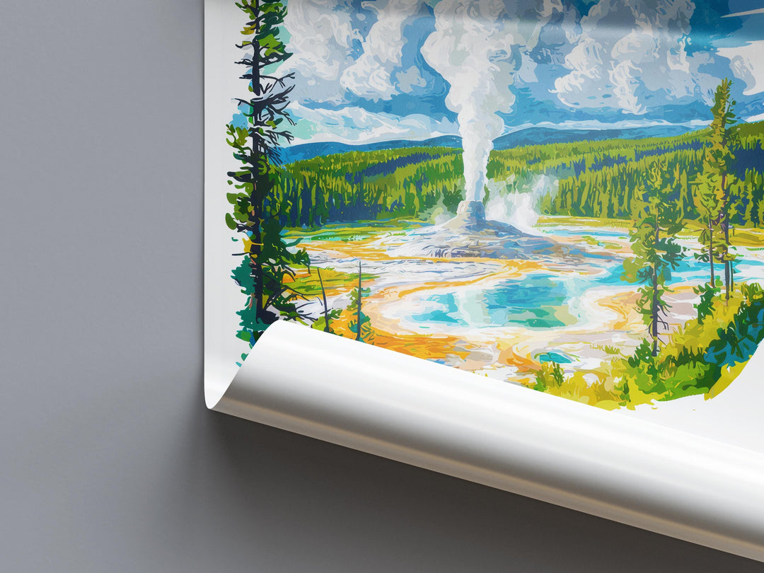 Yellowstone Watercolor Poster Wall Art Yellowstone Wall Hanging Home Décor Yellowstone Gift Art Lovers United States Wall Art