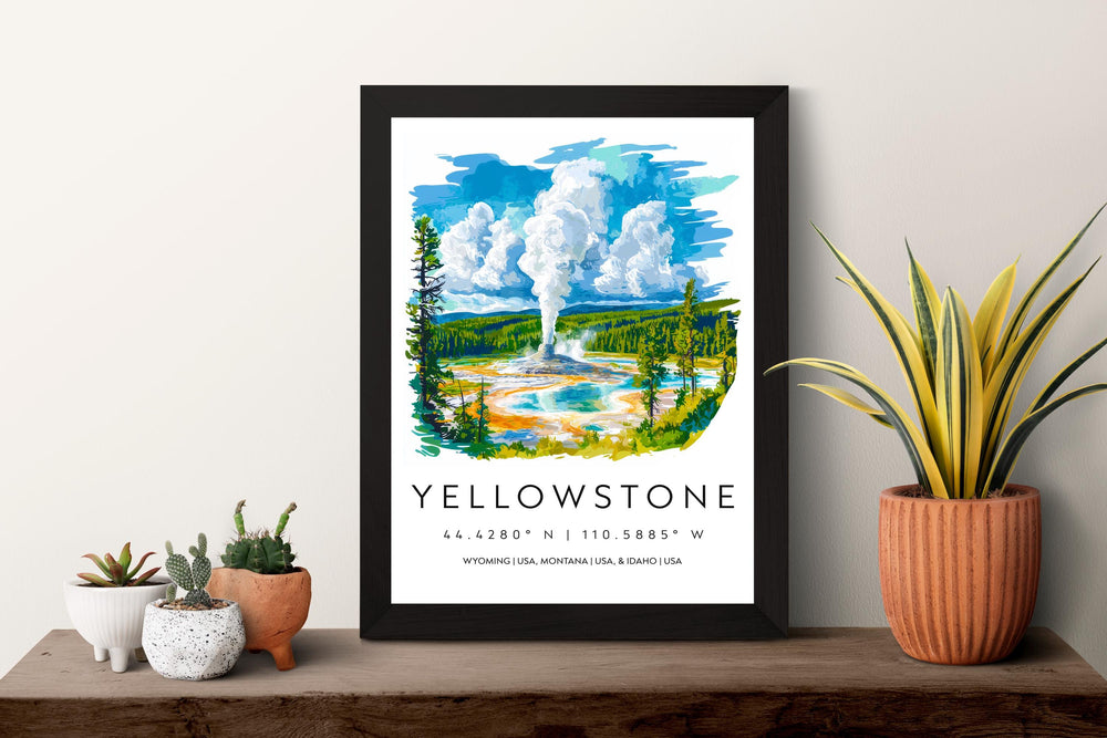 Yellowstone Watercolor Poster Wall Art Yellowstone Wall Hanging Home Décor Yellowstone Gift Art Lovers United States Wall Art