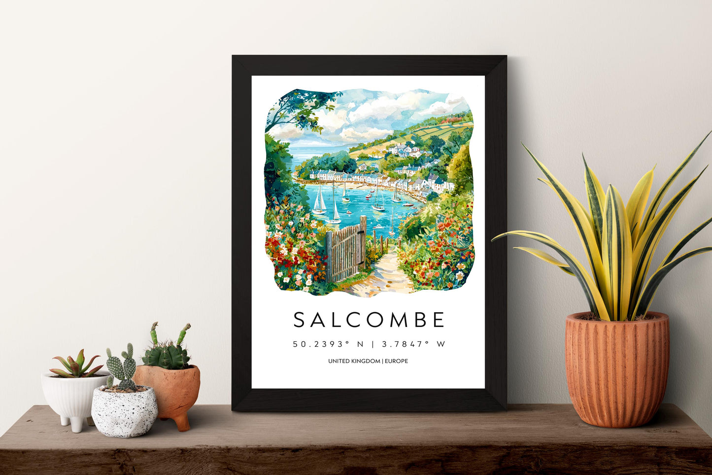 Salcombe Watercolor Poster Wall Art Salcombe Wall Hanging Home Décor Salcombe Gift Art Lovers United Kingdom Wall Art