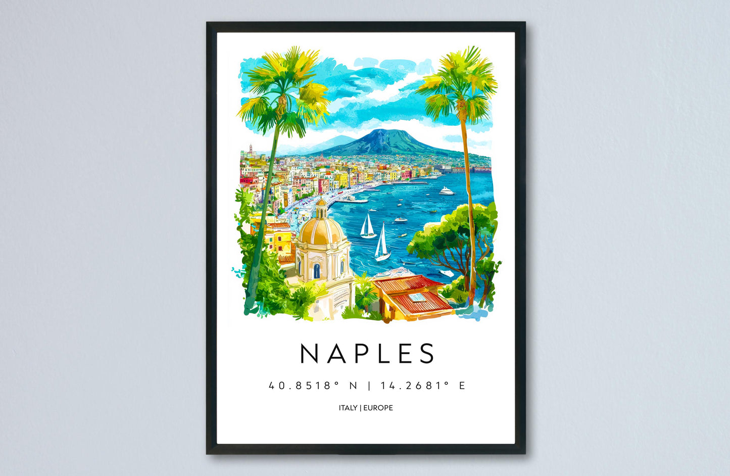 Naples Watercolor Poster Wall Art Naples Wall Hanging Home Décor Naples Gift Art Lovers Italy Wall Art