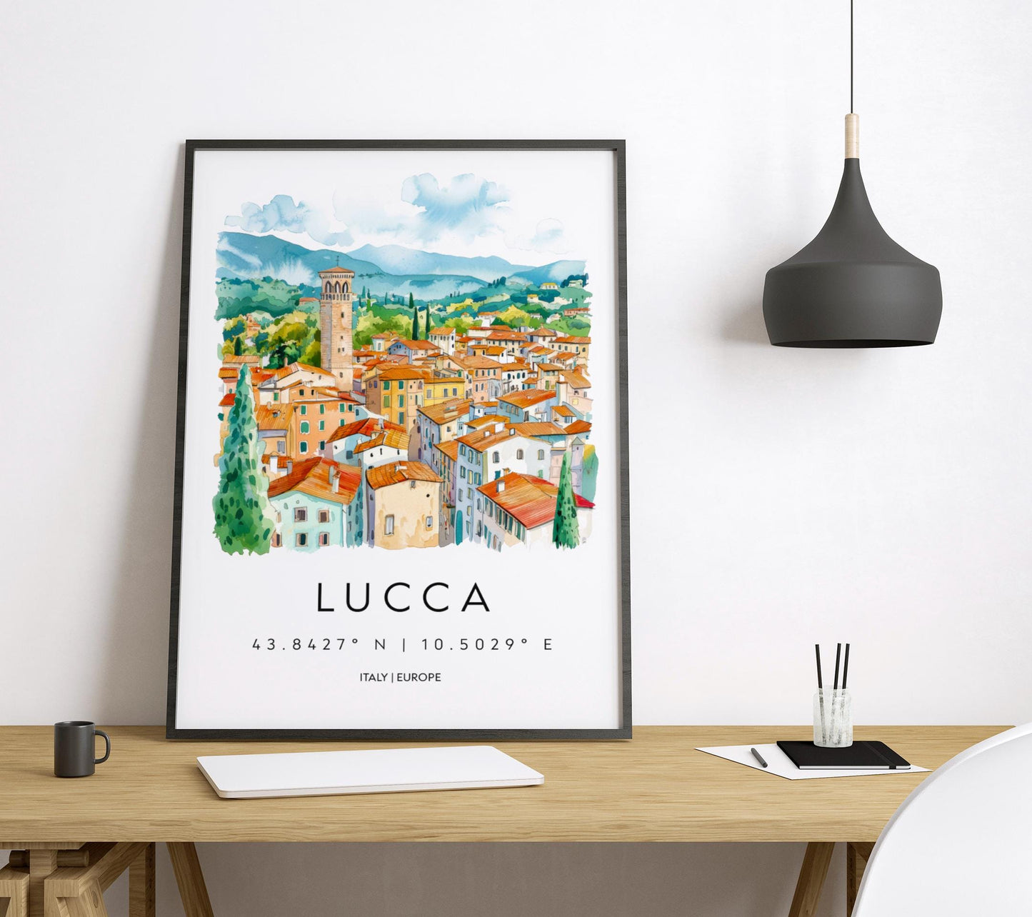 Lucca Watercolor Poster Wall Art Lucca Wall Hanging Home Décor Lucca Gift Art Lovers Italy Wall Art