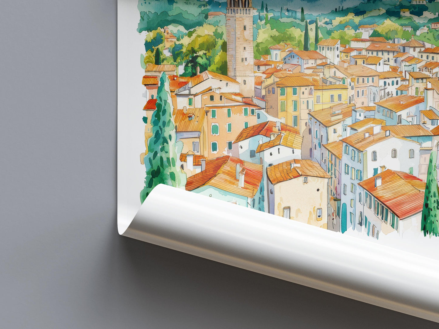 Lucca Watercolor Poster Wall Art Lucca Wall Hanging Home Décor Lucca Gift Art Lovers Italy Wall Art