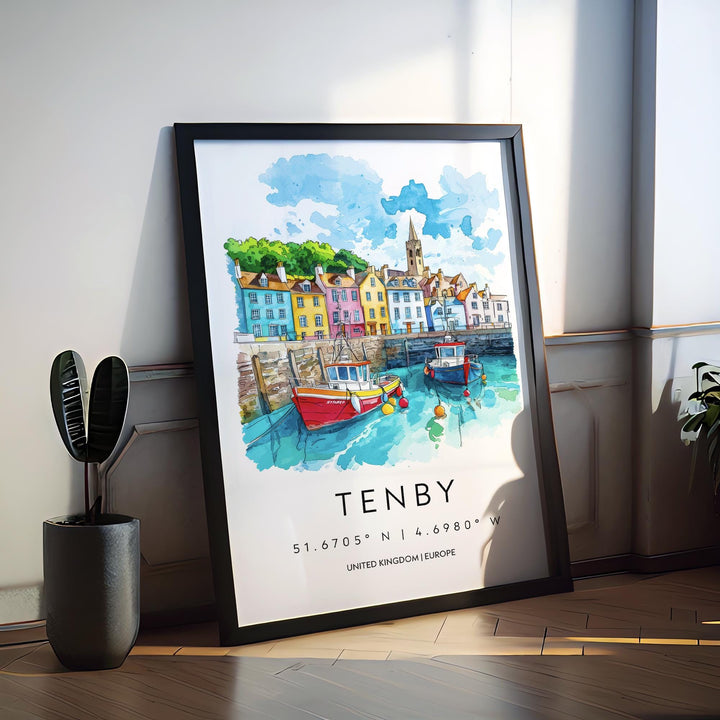 Tenby Watercolor Poster Wall Art Tenby Wall Hanging Home Décor Tenby Gift Art Lovers United Kingdom Wall Art