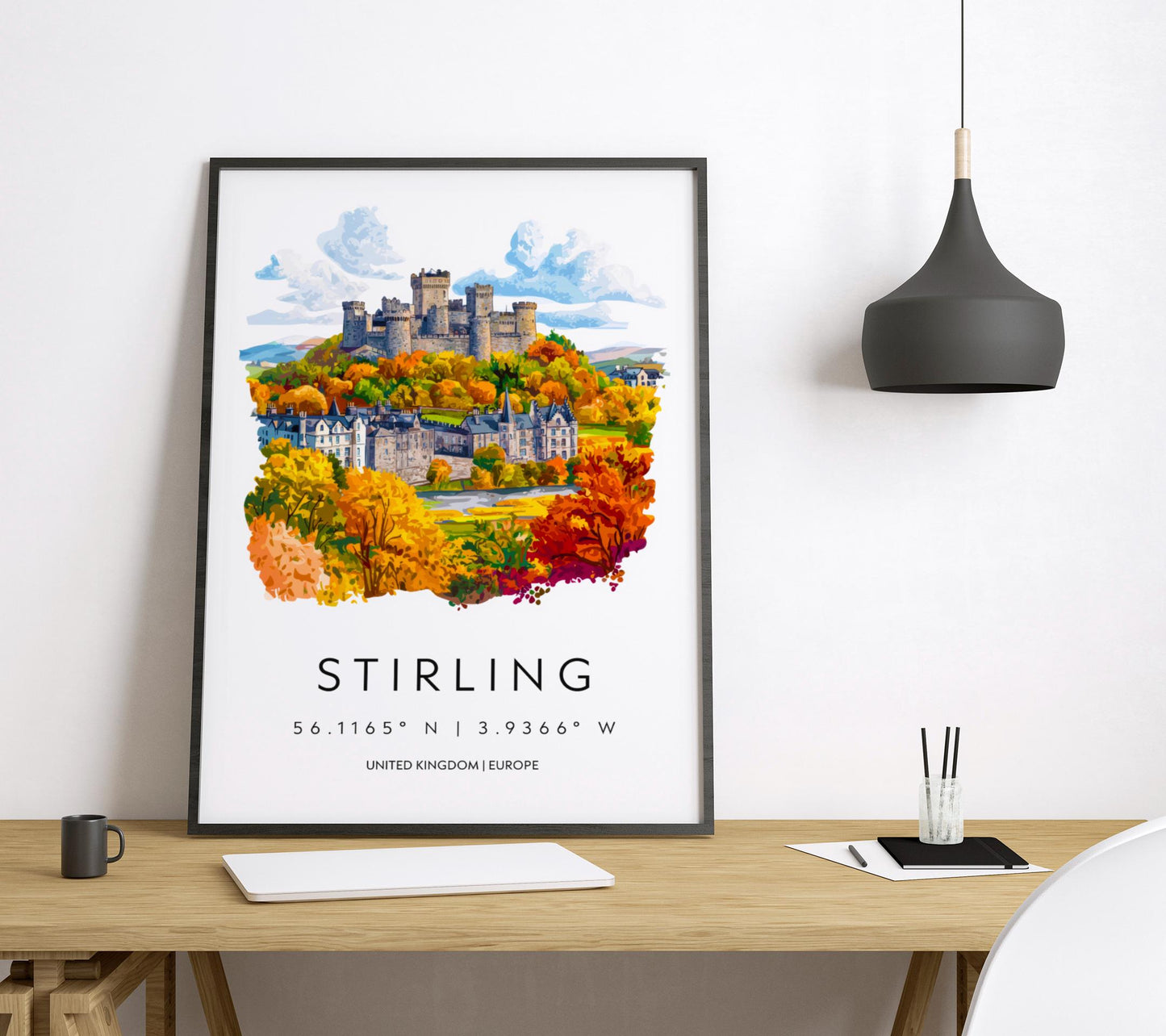 Stirling Watercolor Poster Wall Art Stirling Wall Hanging Home Décor Stirling Gift Art Lovers Scotland Wall Art