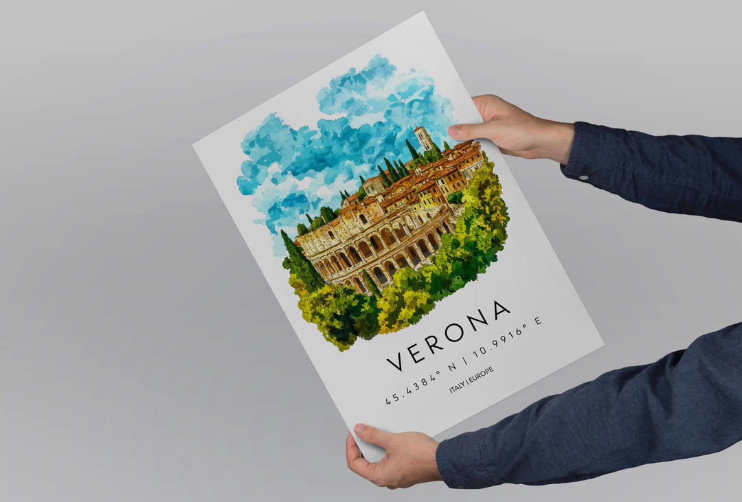 Verona Watercolor Poster Wall Art Verona Wall Hanging Home Décor Verona Gift Art Lovers Italy Art Lover Gift