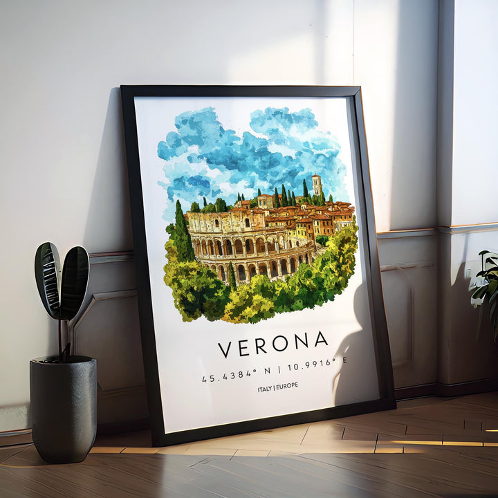 Verona Watercolor Poster Wall Art Verona Wall Hanging Home Décor Verona Gift Art Lovers Italy Art Lover Gift