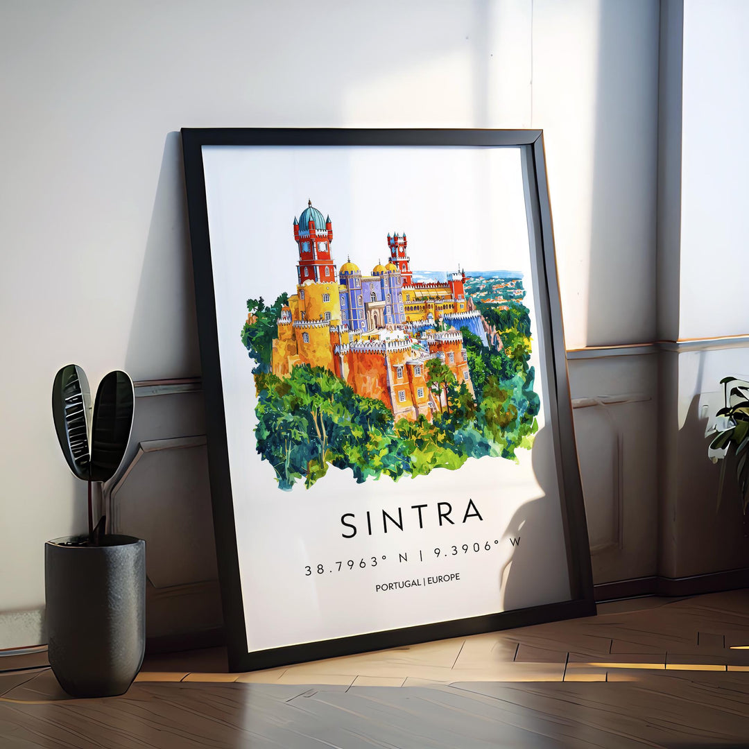 Sintra Watercolor Poster Wall Art Sintra Wall Hanging Home Décor Sintra Gift Art Lovers Portugal Wall Art