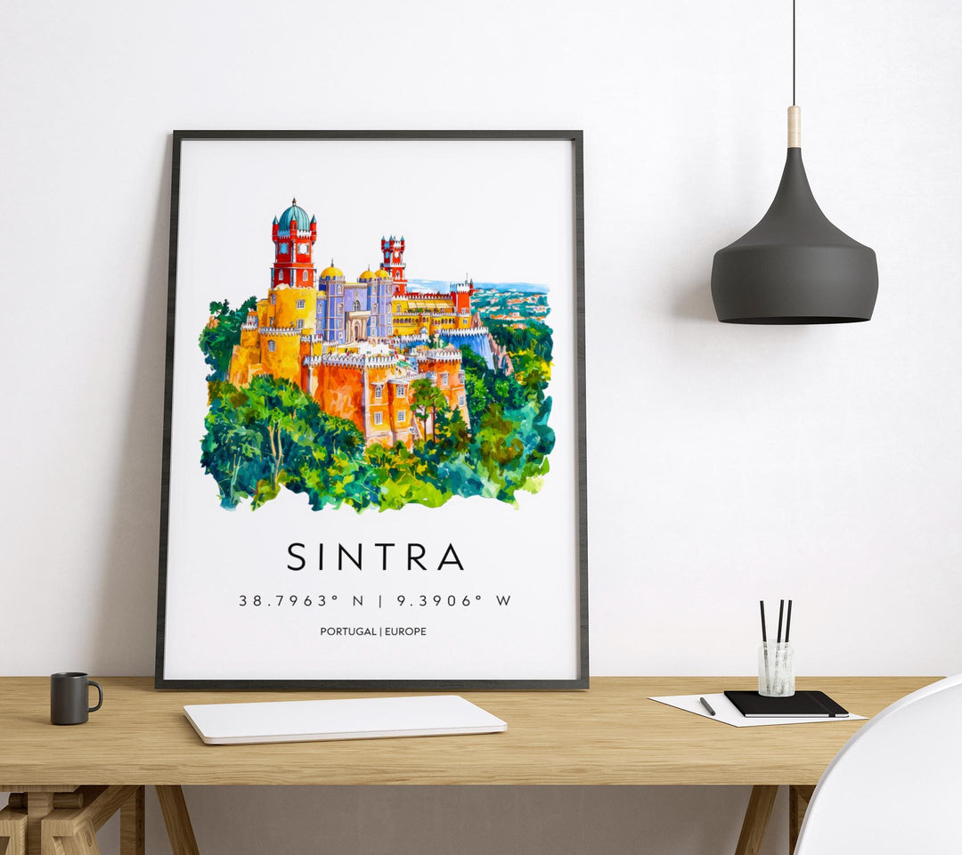 Sintra Watercolor Poster Wall Art Sintra Wall Hanging Home Décor Sintra Gift Art Lovers Portugal Wall Art