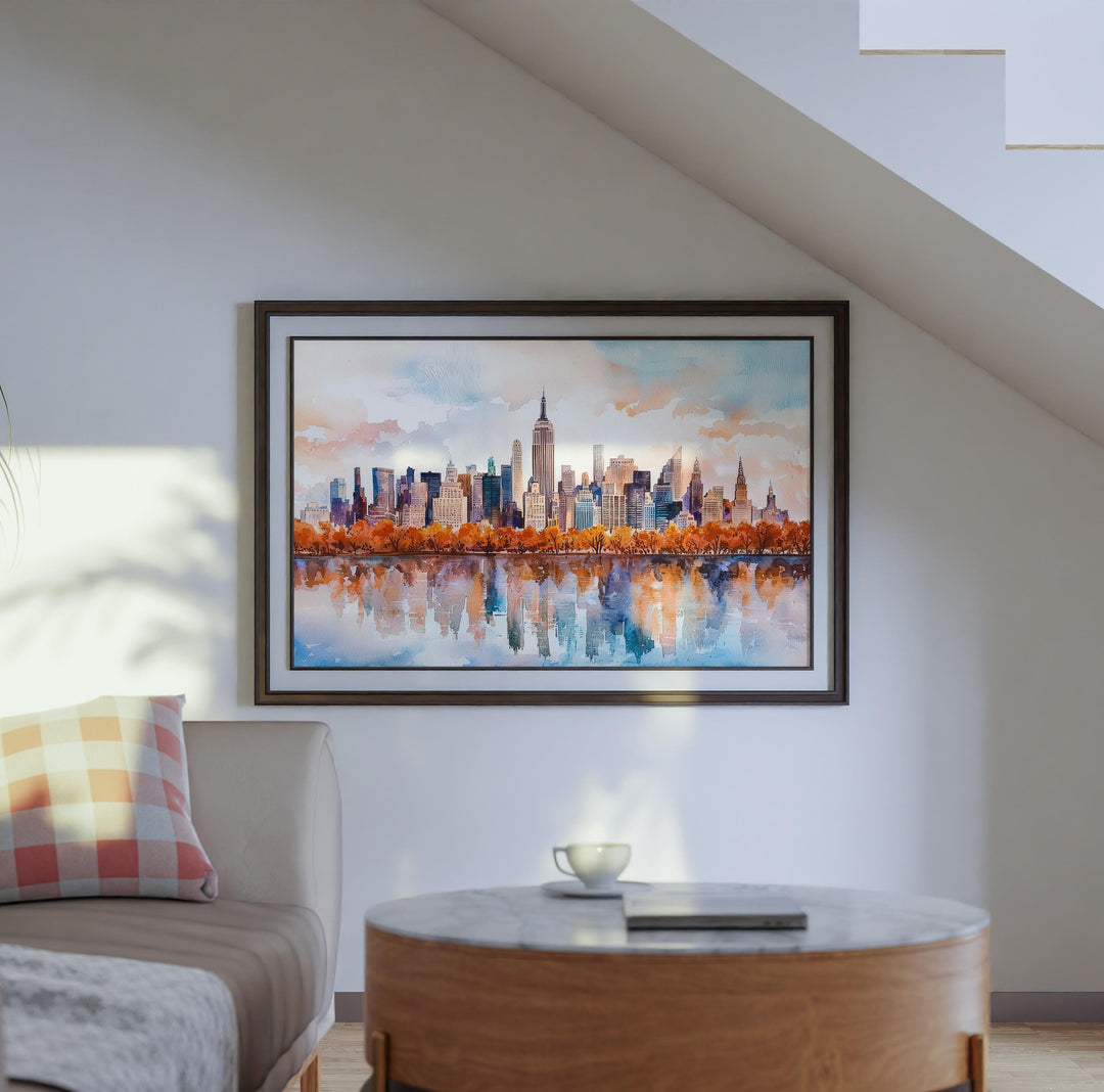 New York Watercolor Poster Landscape Wall Art New York Wall Hanging Home Décor New York Gift Art Lovers United States Wall Art