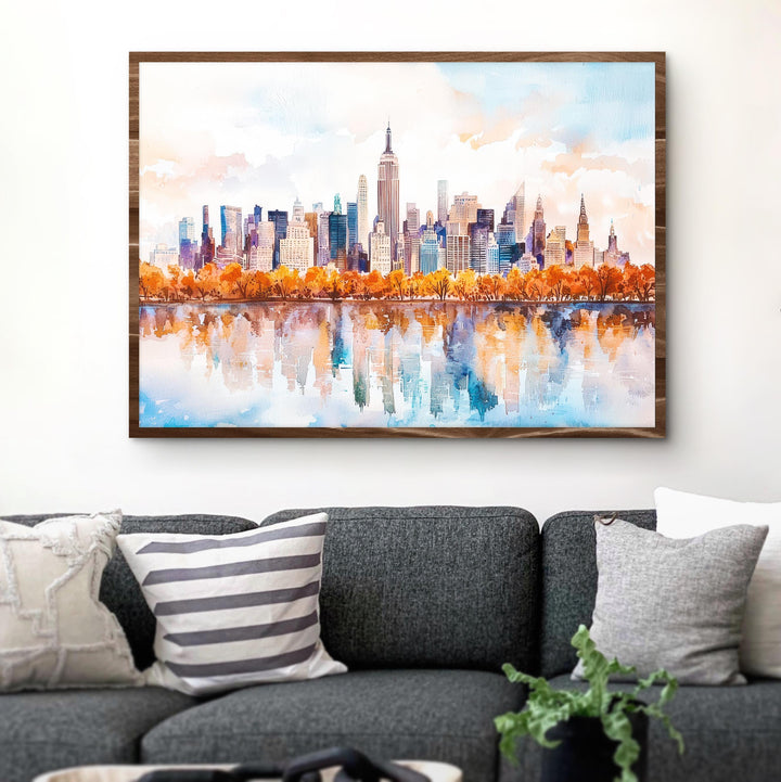 New York Watercolor Poster Landscape Wall Art New York Wall Hanging Home Décor New York Gift Art Lovers United States Wall Art