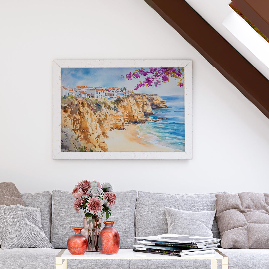 Albufeira Watercolor Poster Landscape Wall Art Albufeira Wall Hanging Home Décor Albufeira Gift Art Lovers Portugal Wall Art