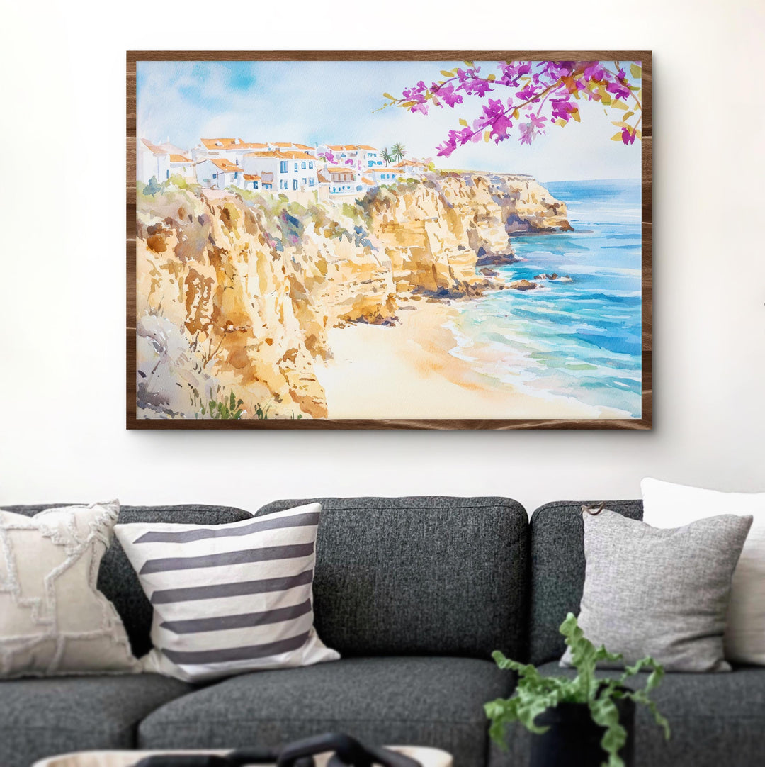 Albufeira Watercolor Poster Landscape Wall Art Albufeira Wall Hanging Home Décor Albufeira Gift Art Lovers Portugal Wall Art