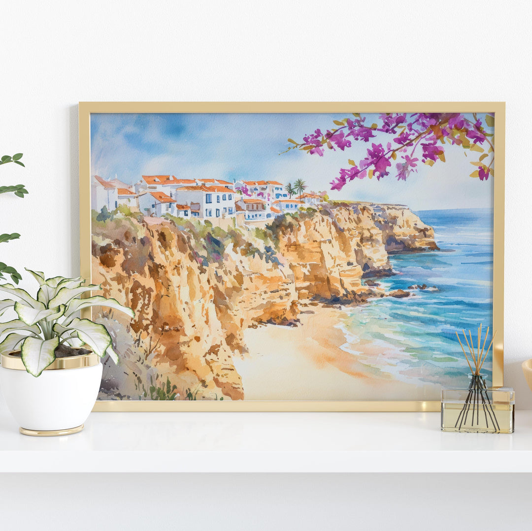 Albufeira Watercolor Poster Landscape Wall Art Albufeira Wall Hanging Home Décor Albufeira Gift Art Lovers Portugal Wall Art