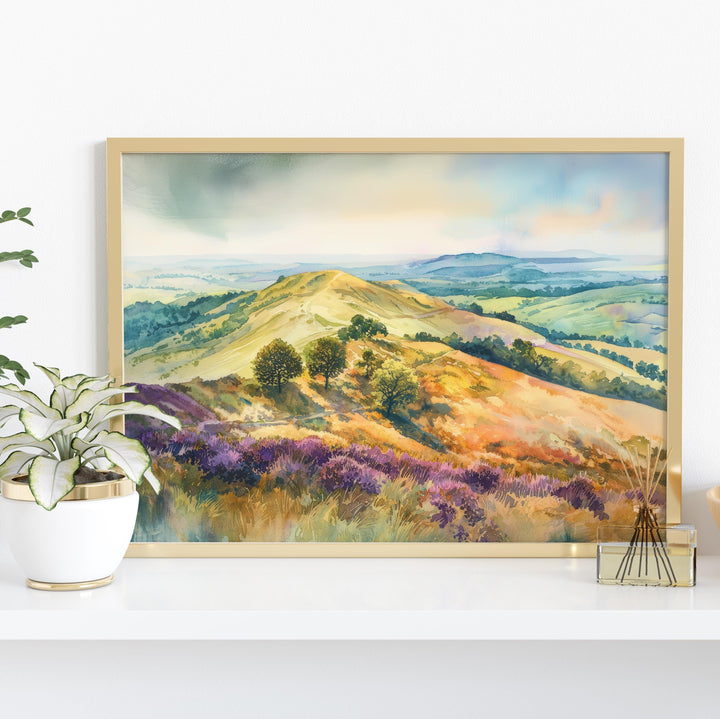 Malvern Hills Watercolor Poster Landscape Wall Art Malvern Hills Wall Hanging Home Décor Malvern Hills Gift Art Lovers United Kingdom