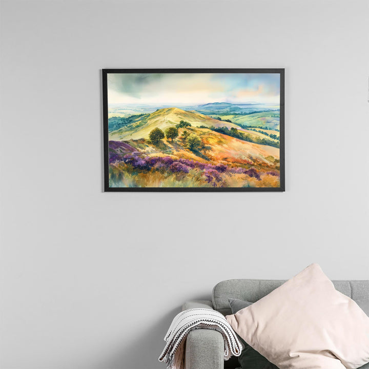 Malvern Hills Watercolor Poster Landscape Wall Art Malvern Hills Wall Hanging Home Décor Malvern Hills Gift Art Lovers United Kingdom