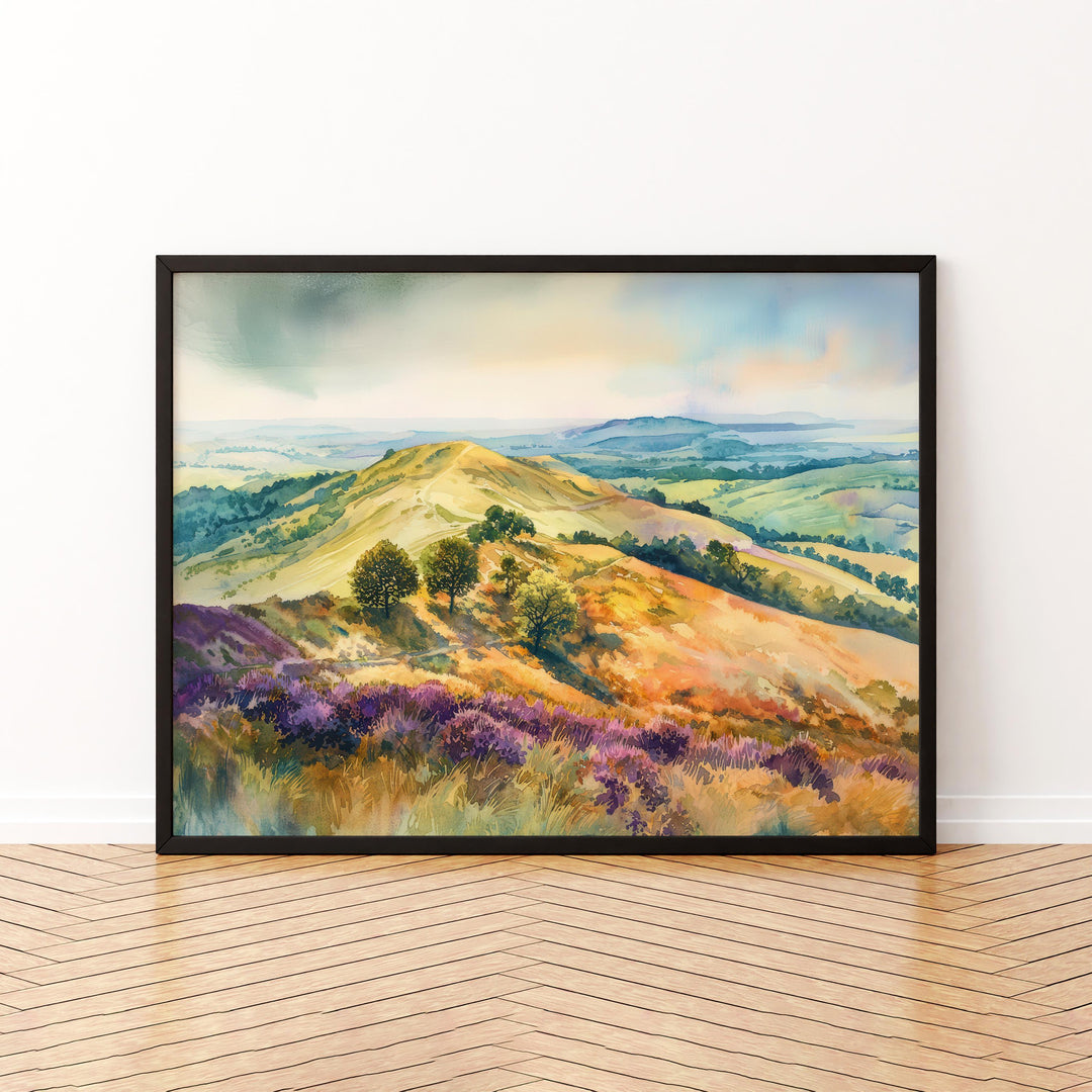 Malvern Hills Watercolor Poster Landscape Wall Art Malvern Hills Wall Hanging Home Décor Malvern Hills Gift Art Lovers United Kingdom