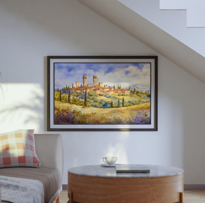 San Gimignano Watercolor Poster Landscape Wall Art San Gimignano Wall Hanging Home Décor San Gimignano Gift Art Lovers Italy Wall Art