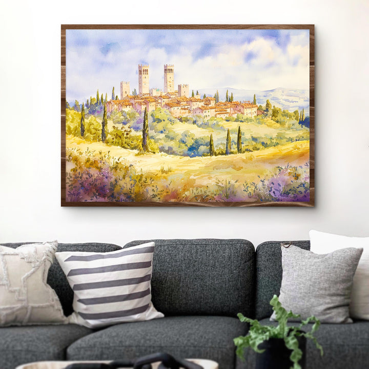San Gimignano Watercolor Poster Landscape Wall Art San Gimignano Wall Hanging Home Décor San Gimignano Gift Art Lovers Italy Wall Art