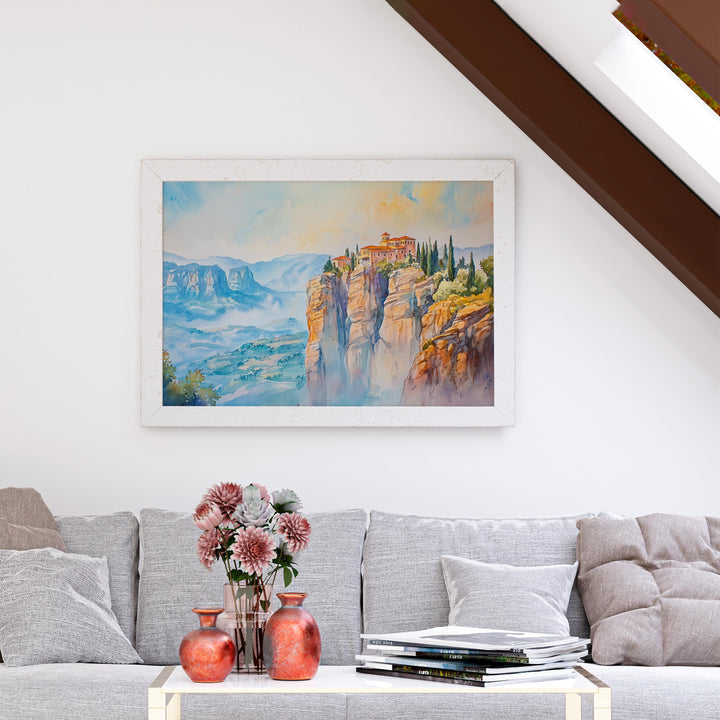 Meteora watercolor poster Wall Art Meteora Wall Hanging Home Décor Meteora Gift Art Lovers Greece Wall Art