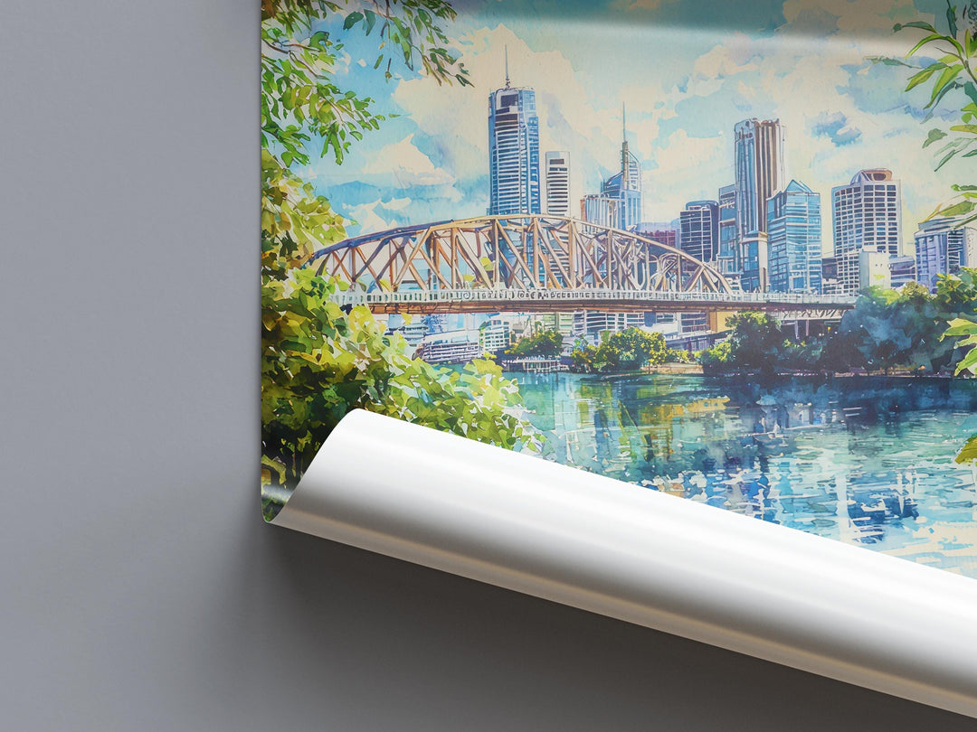 Brisbane watercolor poster Wall Art Brisbane Wall Hanging Home Décor Brisbane Gift Art Lovers Australia Wall Art