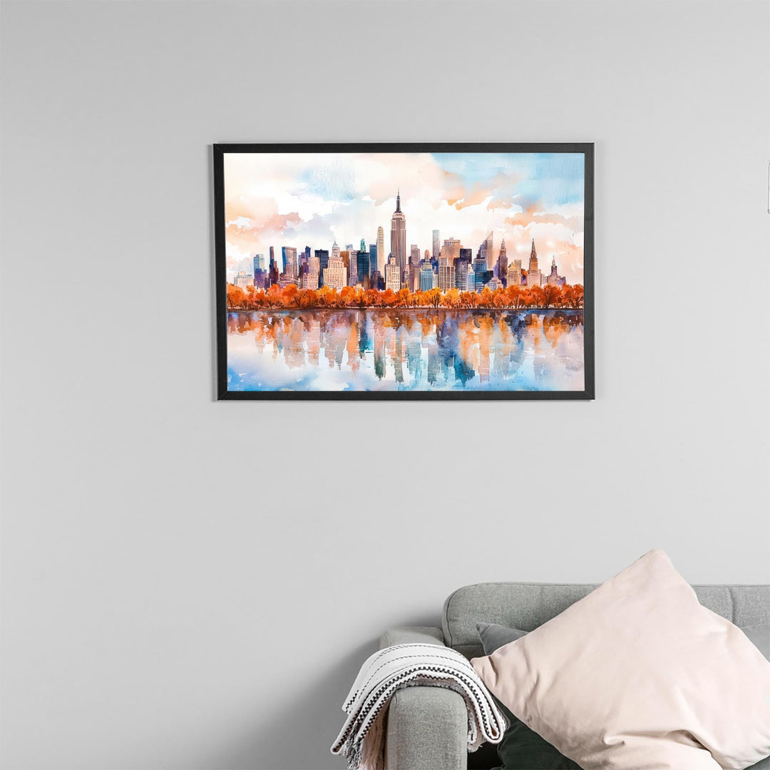 New York Watercolor Poster Landscape Wall Art New York Wall Hanging Home Décor New York Gift Art Lovers United States Wall Art