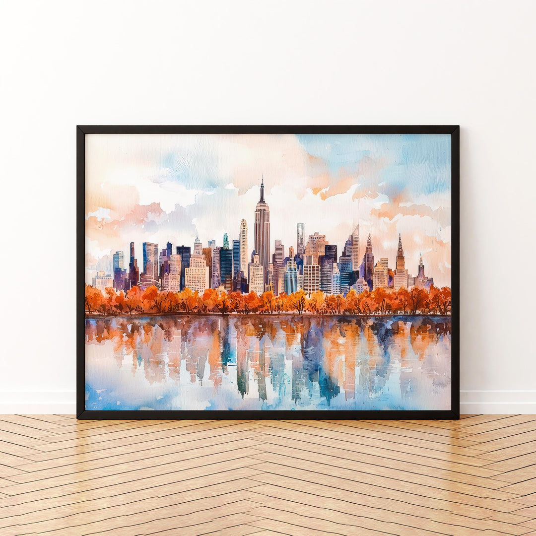New York Watercolor Poster Landscape Wall Art New York Wall Hanging Home Décor New York Gift Art Lovers United States Wall Art