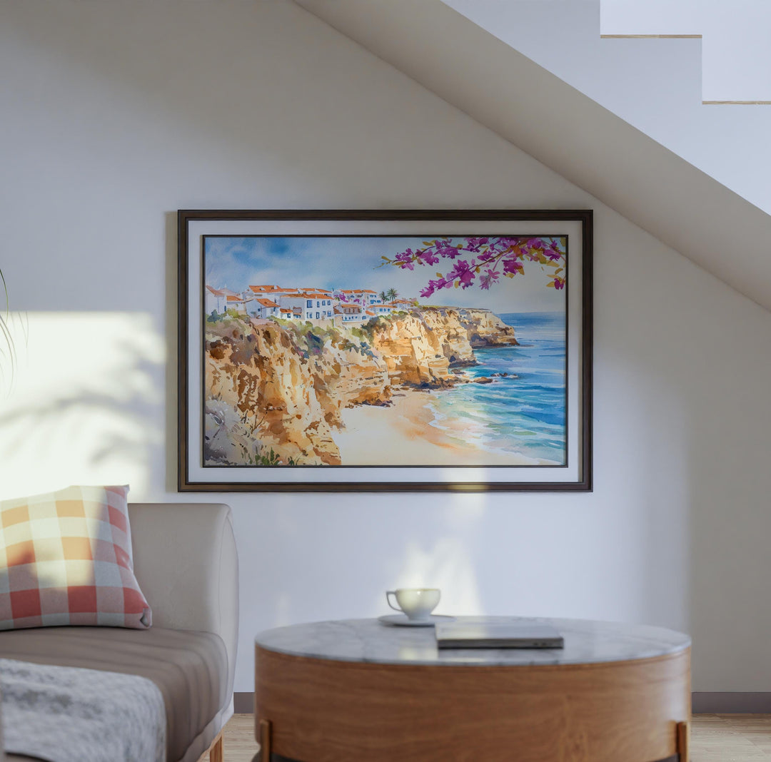 Albufeira Watercolor Poster Landscape Wall Art Albufeira Wall Hanging Home Décor Albufeira Gift Art Lovers Portugal Wall Art