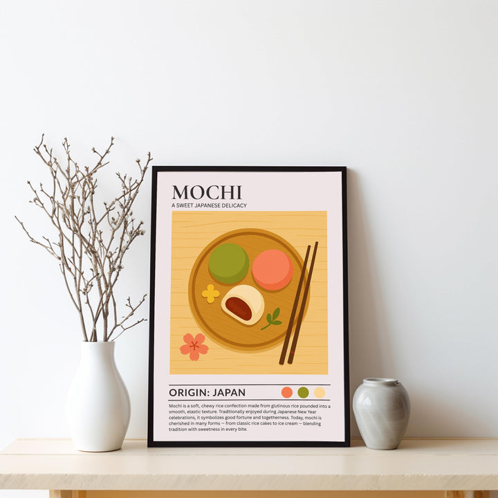 Mochi Kitchen Print Japanese Dessert Poster Vintage Food Art Kitchen Wall Art Asian Cuisine Decor Dining Room Culinary Artwork