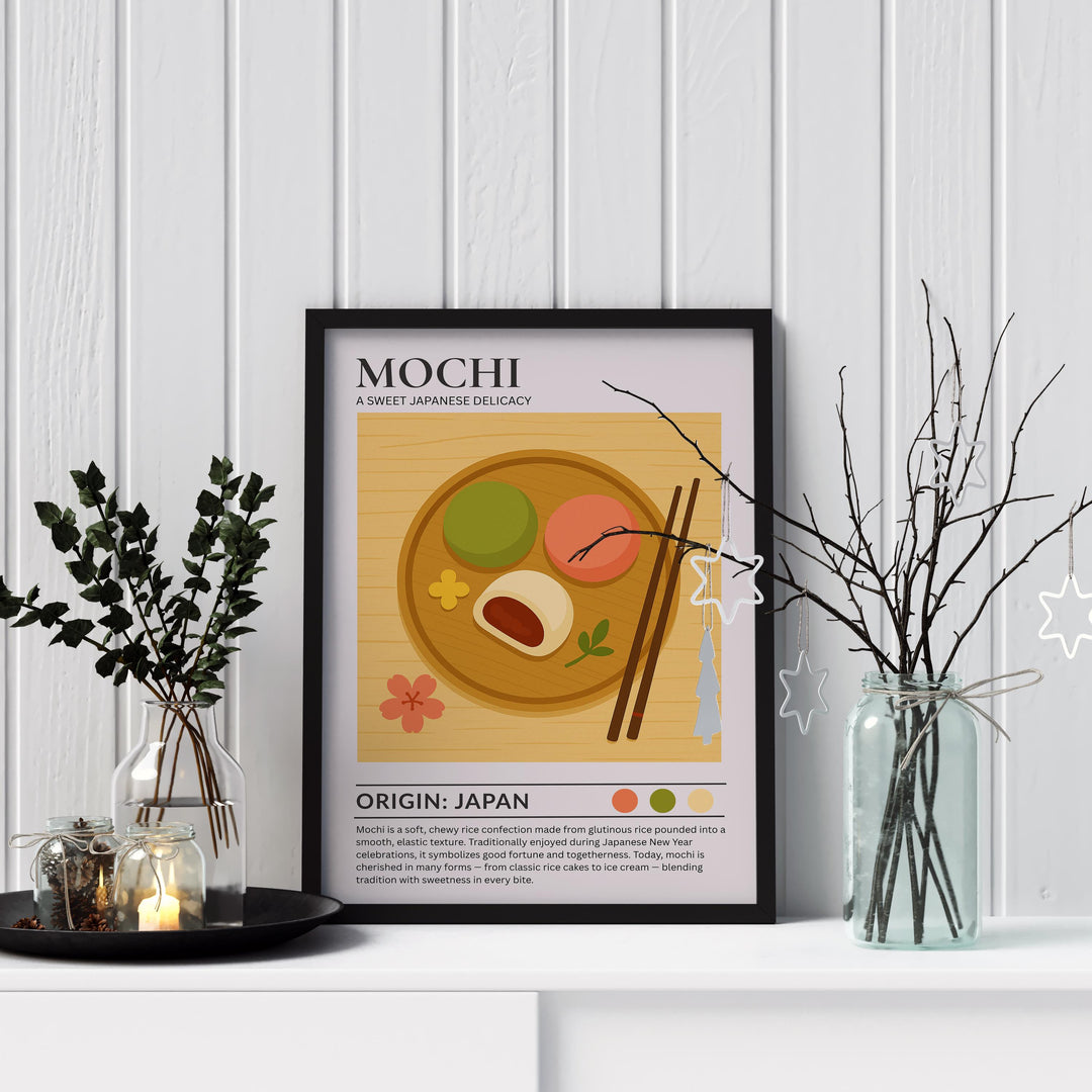 Mochi Kitchen Print Japanese Dessert Poster Vintage Food Art Kitchen Wall Art Asian Cuisine Decor Dining Room Culinary Artwork