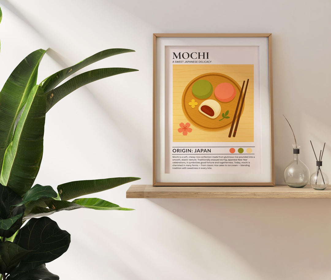 Mochi Kitchen Print Japanese Dessert Poster Vintage Food Art Kitchen Wall Art Asian Cuisine Decor Dining Room Culinary Artwork