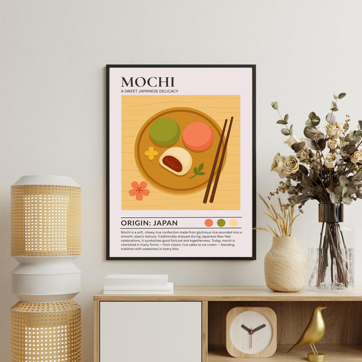Mochi Kitchen Print Japanese Dessert Poster Vintage Food Art Kitchen Wall Art Asian Cuisine Decor Dining Room Culinary Artwork