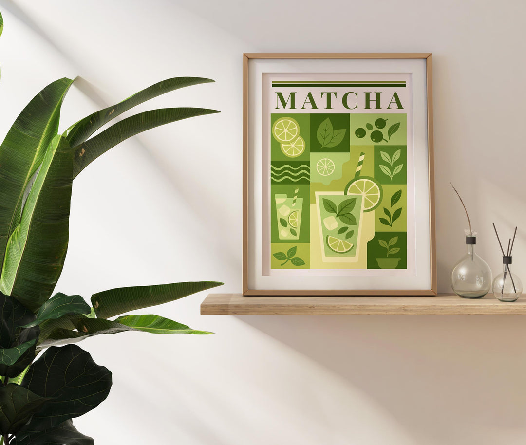Matcha Kitchen Print Japanese Tea Poster Vintage Drink Art Kitchen Wall Art Asian Beverage Decor Dining Room Culinary Artwork