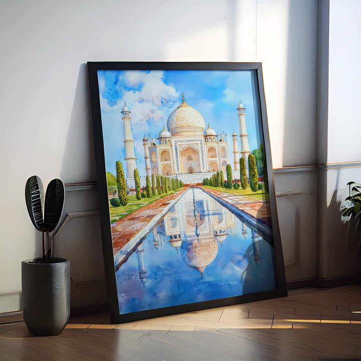 Agra India Watercolor Poster Agra Travel Print Taj Mahal Painting Indian Wall Art Cultural Decor Historic Souvenir