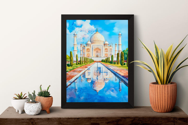 Agra India Watercolor Poster Agra Travel Print Taj Mahal Painting Indian Wall Art Cultural Decor Historic Souvenir