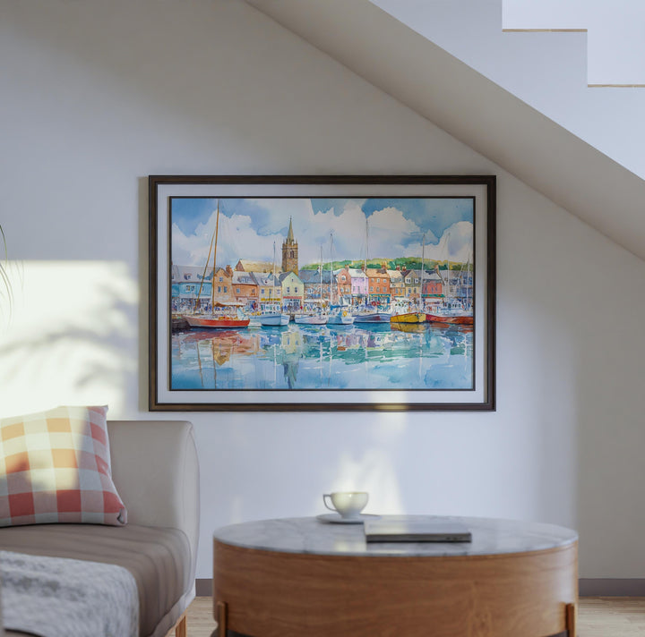 Padstow Cornwall Watercolor Poster Padstow Travel Print Coastal Town Painting Harbour Wall Art Seaside Decor UK Souvenir
