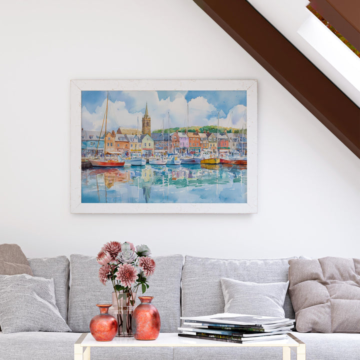 Padstow Cornwall Watercolor Poster Padstow Travel Print Coastal Town Painting Harbour Wall Art Seaside Decor UK Souvenir