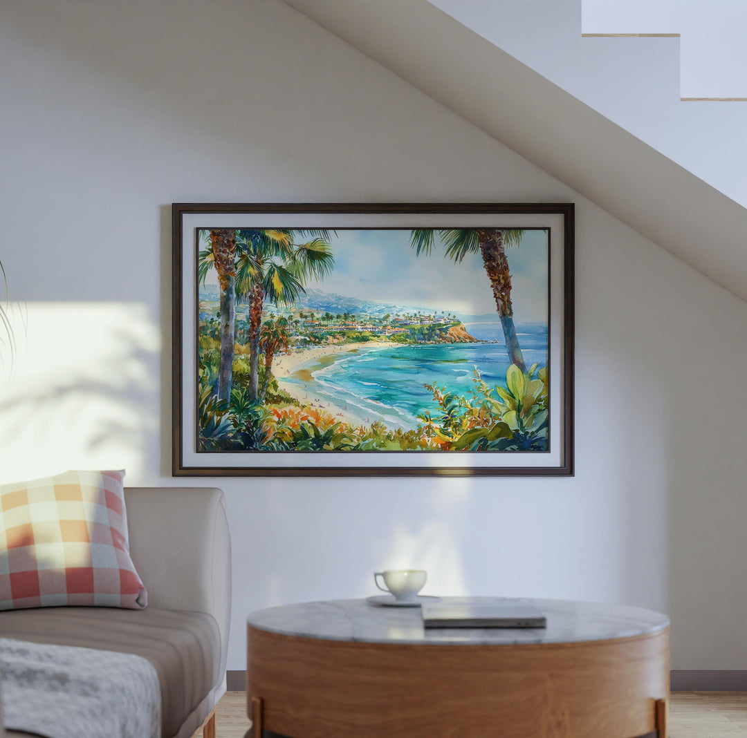 Redondo Beach California Watercolor Poster Redondo Travel Print Coastal Painting Ocean Wall Art Beach Decor USA Souvenir