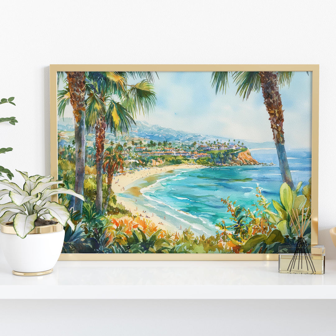 Redondo Beach California Watercolor Poster Redondo Travel Print Coastal Painting Ocean Wall Art Beach Decor USA Souvenir
