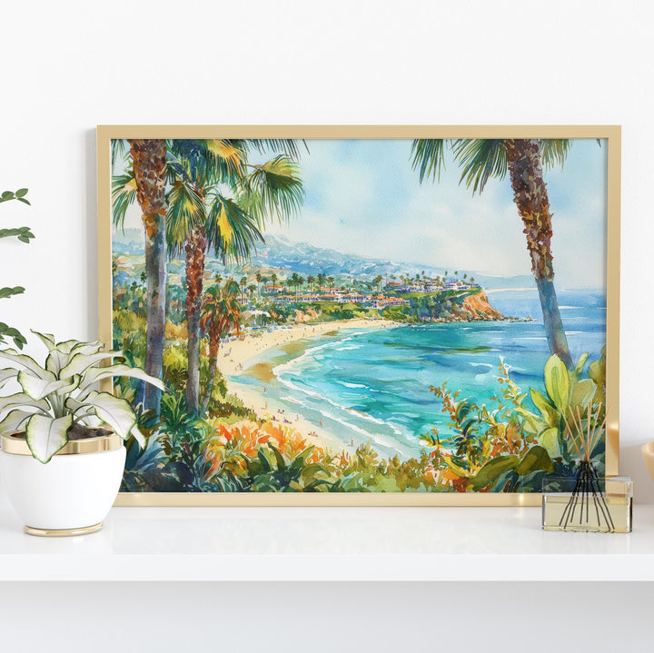 Redondo Beach California Watercolor Poster Redondo Travel Print Coastal Painting Ocean Wall Art Beach Decor USA Souvenir